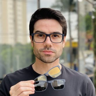 safine com br oculos 3 em 1 clip on masculino retangular azul marcos