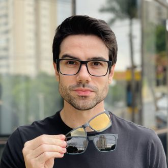 safine com br oculos 3 em 1 clip on masculino retangular preto e azul marcos