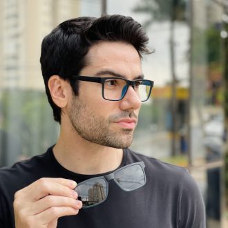 safine com br oculos 3 em 1 clip on masculino retangular preto e azul marcos 4