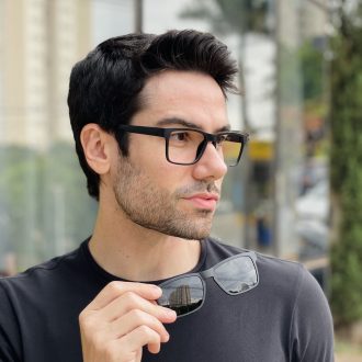 safine com br oculos 3 em 1 clip on masculino retangular preto marcos 3