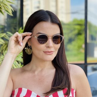 safine com br oculos de sol feminino redondo champanhe dani 1