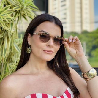 safine com br oculos de sol feminino redondo marrom transparente dani 3