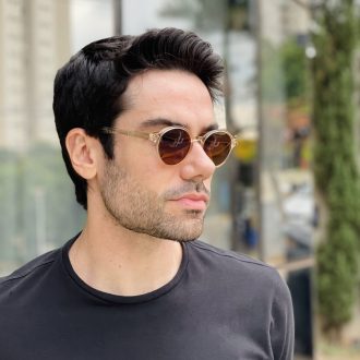 safine com br oculos de sol masculino redondo champanhe fernando 1