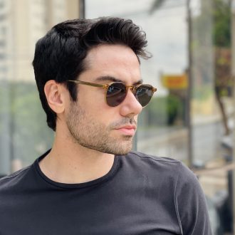 safine com br oculos de sol masculino redondo champanhe matteo 1