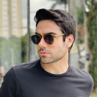 safine com br oculos de sol masculino redondo champanhe matteo 3
