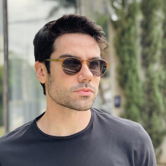 safine com br oculos de sol masculino redondo champanhe matteo