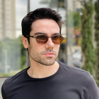 safine com br oculos de sol masculino redondo cinza e marrom fernando