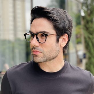 safine com br oculos de grau masculino redondo preto e marrom bernardo 2 0 3