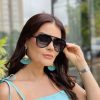 safine com br oculos de sol feminino aviador preto celeste 3