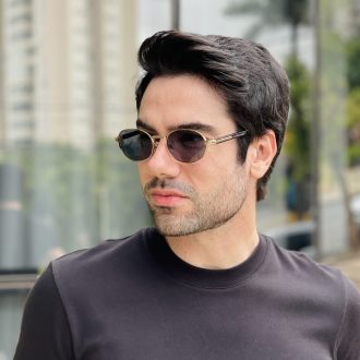 safine com br oculos de sol masculino oval dourado hugo 2 0 3
