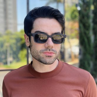 safine com br oculos de sol masculino retangular cinza fosco caio